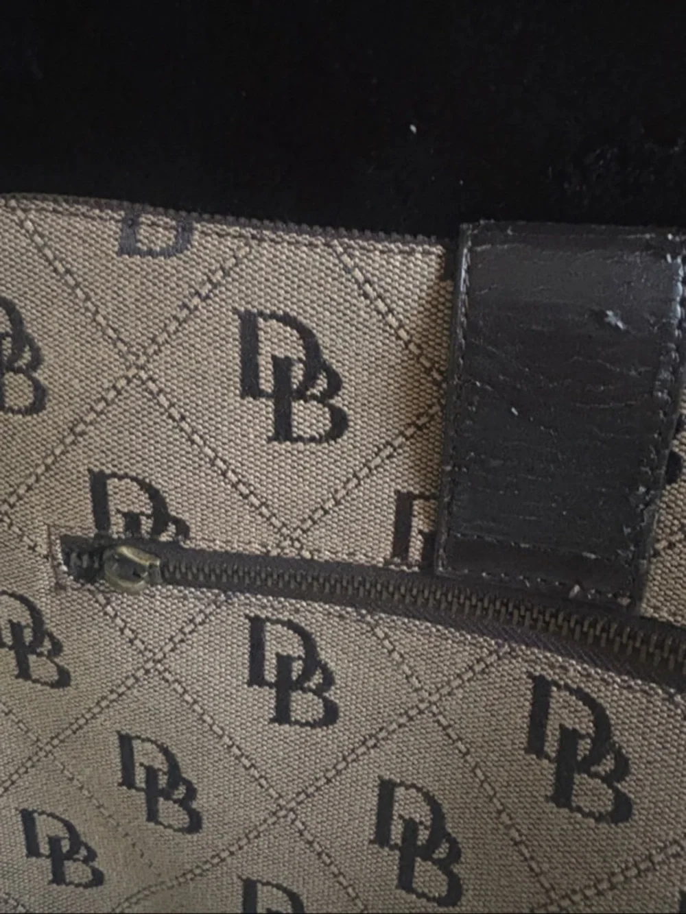 Vintage DB Logo Brown Canvas Crossbody Bag with Dark Brown Trim